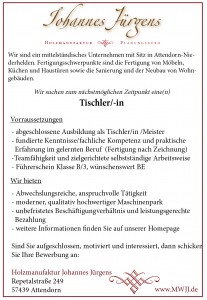 Stellenanzeige Tischler bzw Tischlerin 207x300 - Stellenanzeige  Tischler bzw Tischlerin